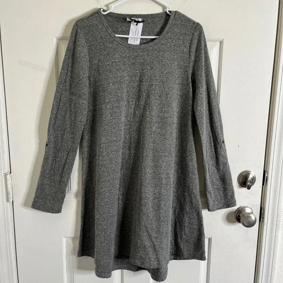 Z Supply Double Knit Symphony Dress Women S Grey NEW Roll Tab Sleeve Loungewear - Picture 4 of 9